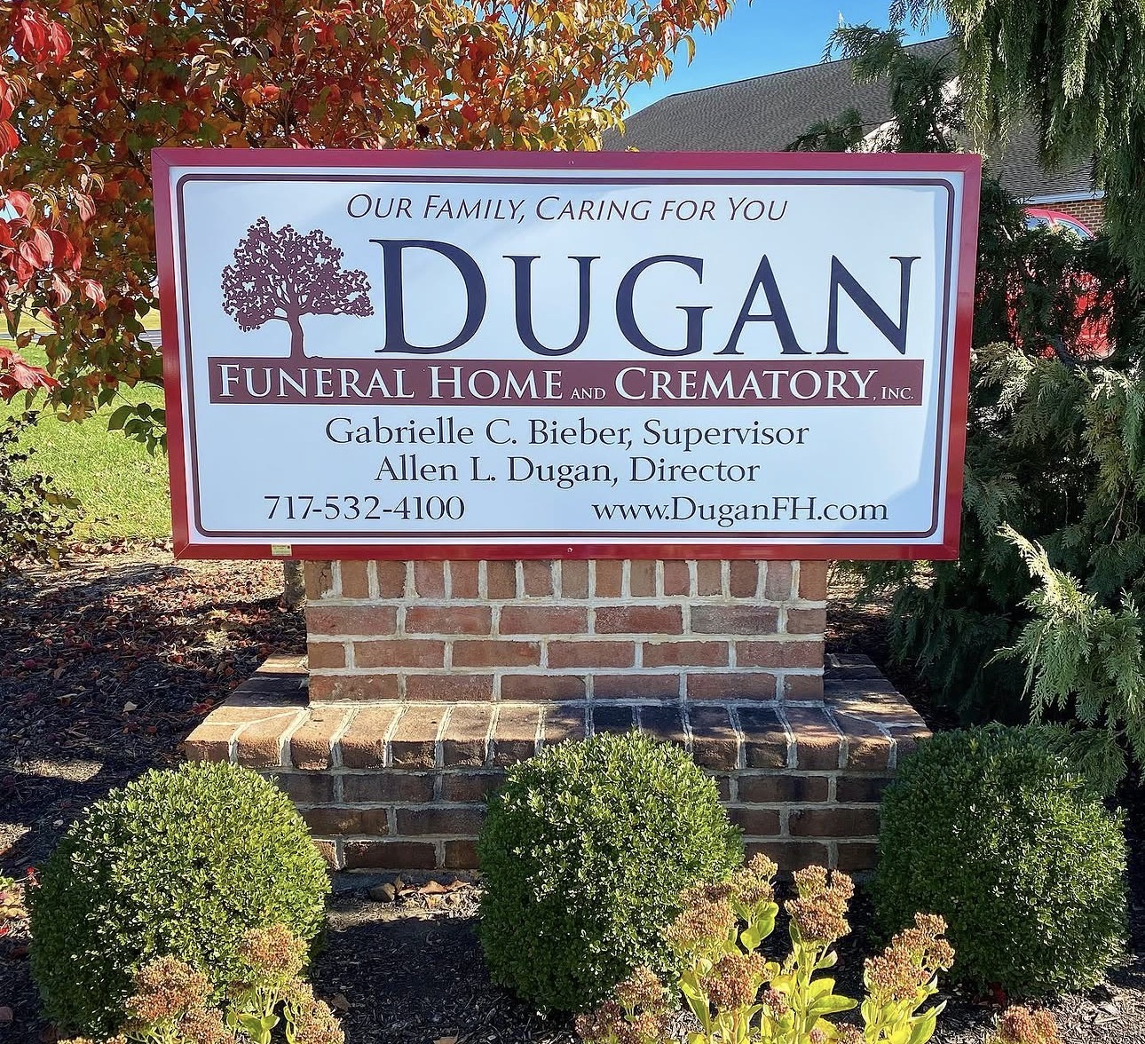 Dugan Funeral Home and Crematory monument sign